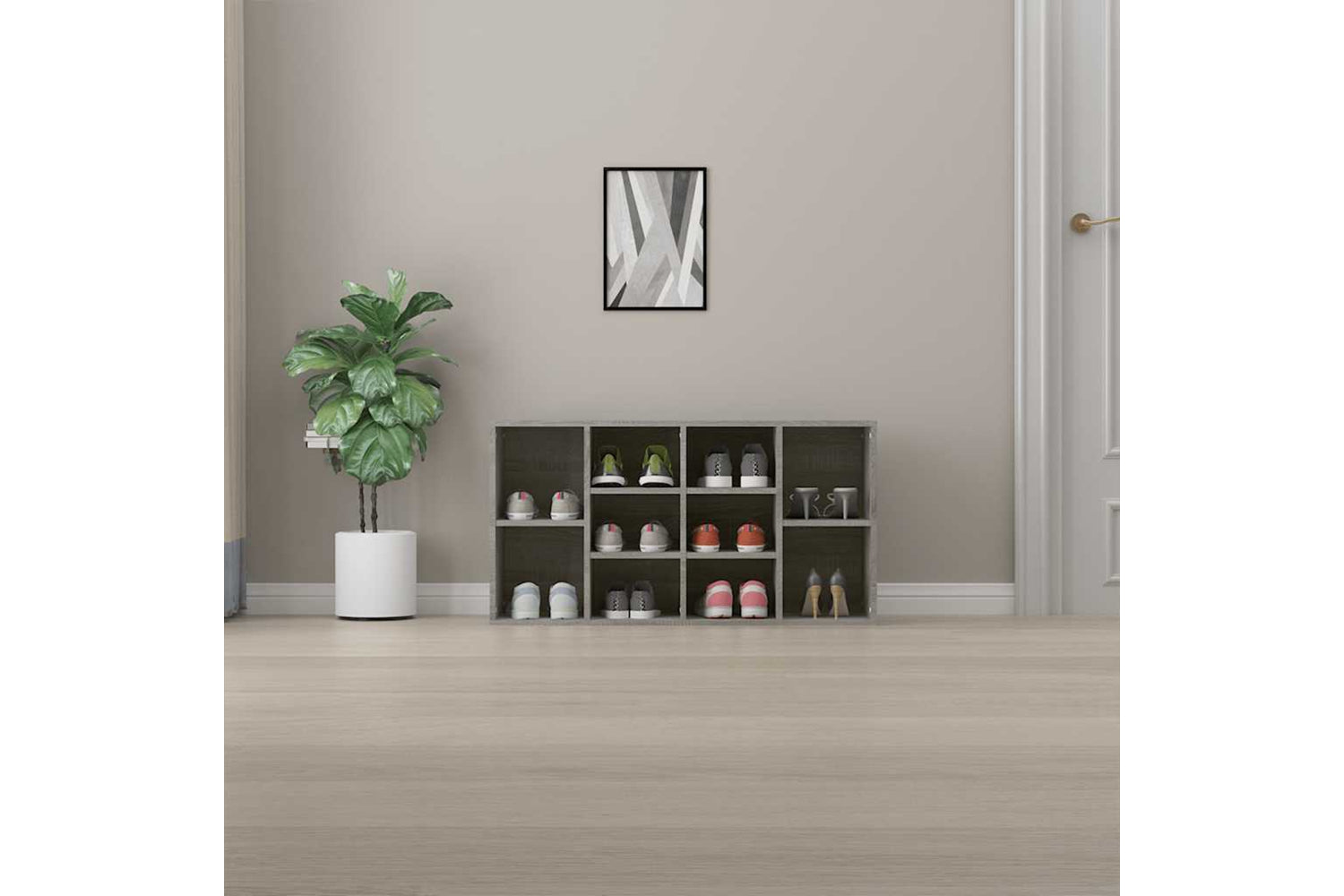 vidaXL 826370 Shoe Bench Grey Sonoma 103x30x54.5cm Engineered Wood-2