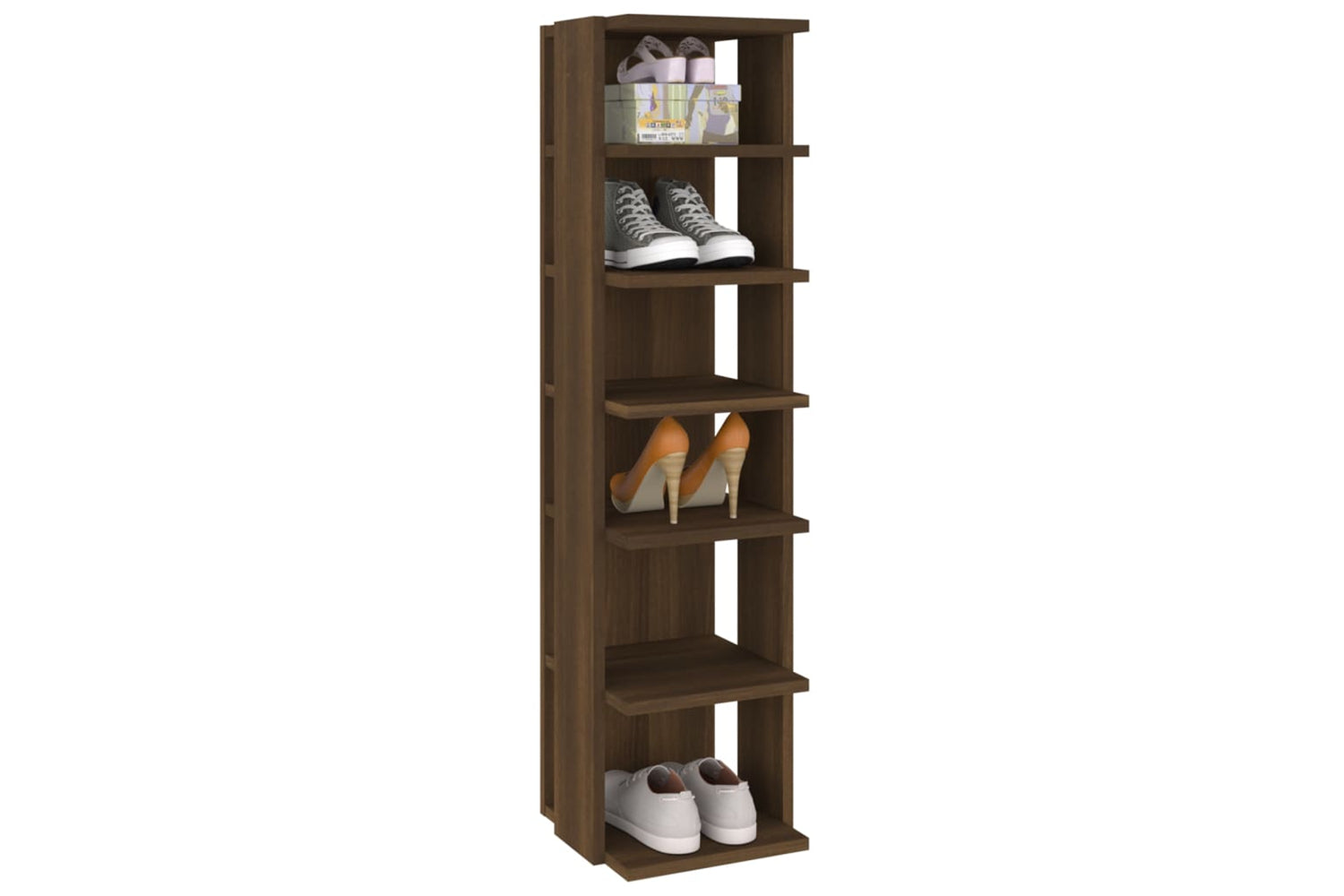 vidaXL 815976 Shoe Rack Brown Oak 27.5x27x102cm Engineered Wood-4