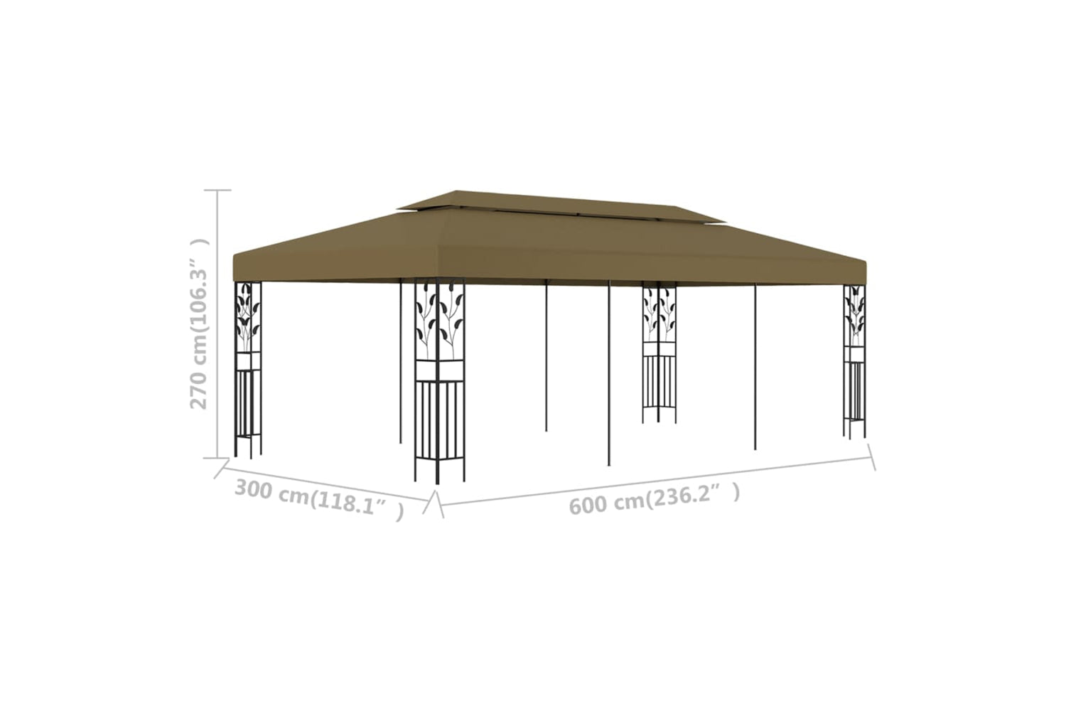 Vidaxl 312245 Gazebo 6x3 M Taupe 180 G/mâ²-6