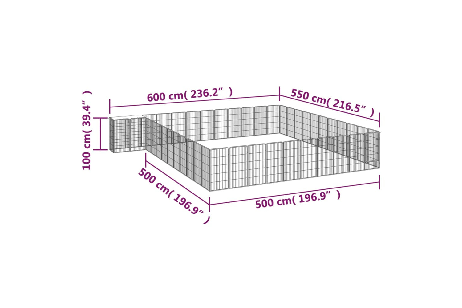 vidaXL 3115957 46-panel Dog Playpen Black 50x100cm Powder-coated Steel-6