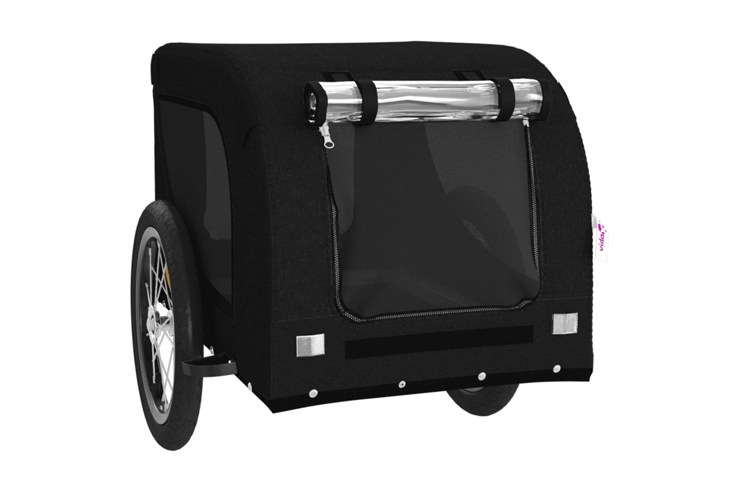 Vidaxl 94003 Pet Bike Trailer Black Oxford Fabric And Iron-3