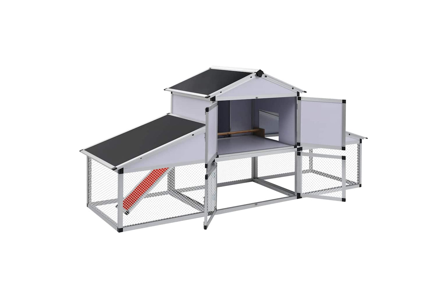 Vidaxl 41323 Chicken Coop With Runs And Nest Box Aluminium-3