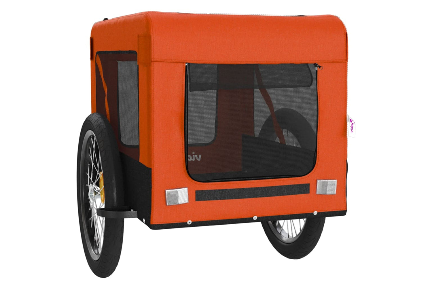 Vidaxl 93921 Pet Bike Trailer Orange And Black Oxford Fabric&iron-5