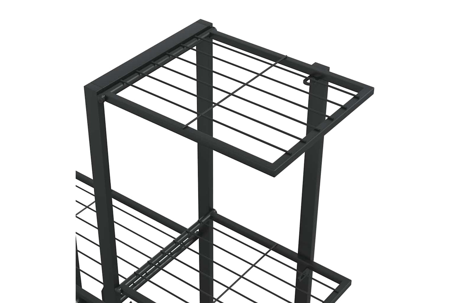 vidaXL 336114 Flower Stand With Wheel 94.5x25x92.5cm Black Metal-6