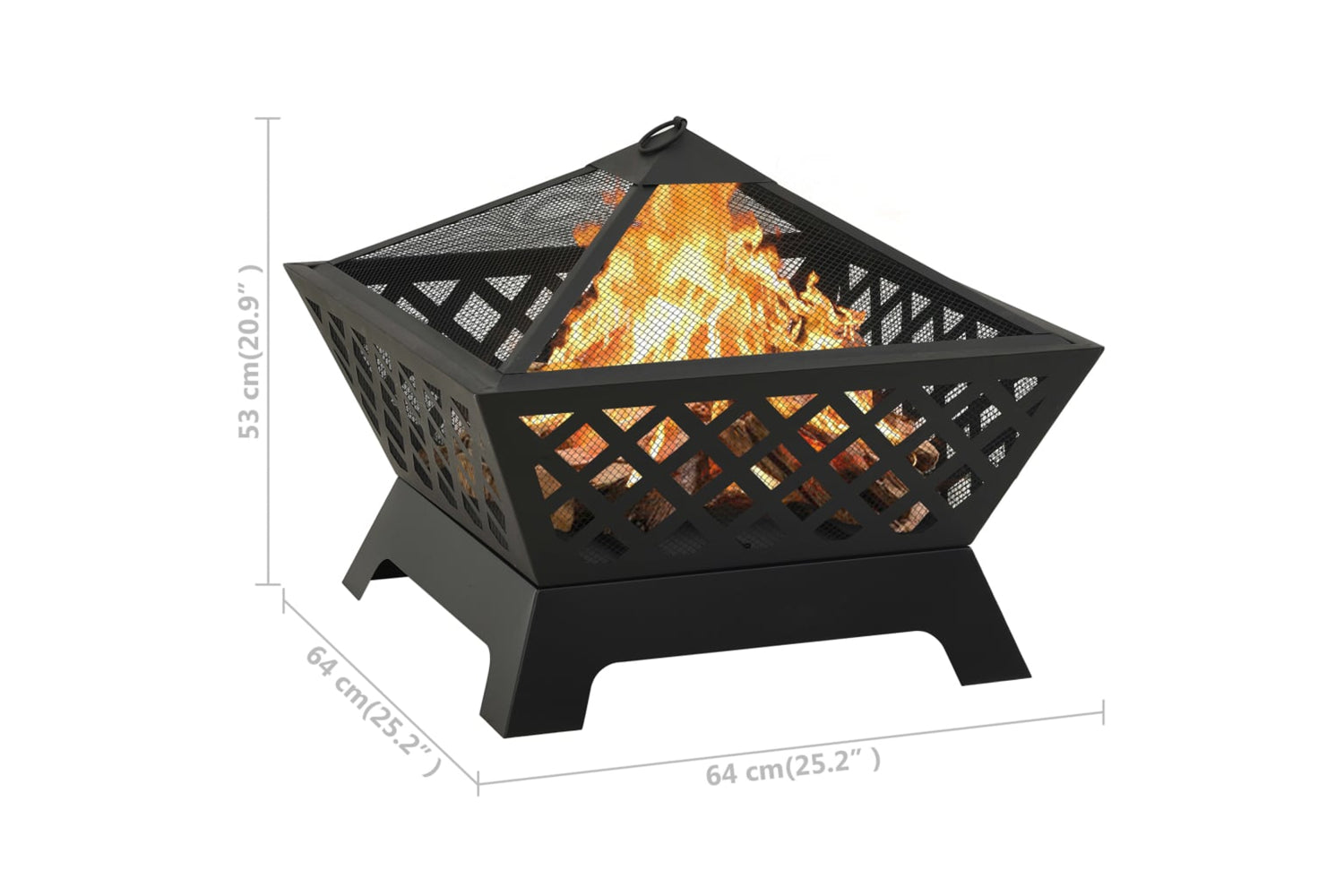 vidaXL 311894 Fire Pit With Poker 64cm Xxl Steel-8