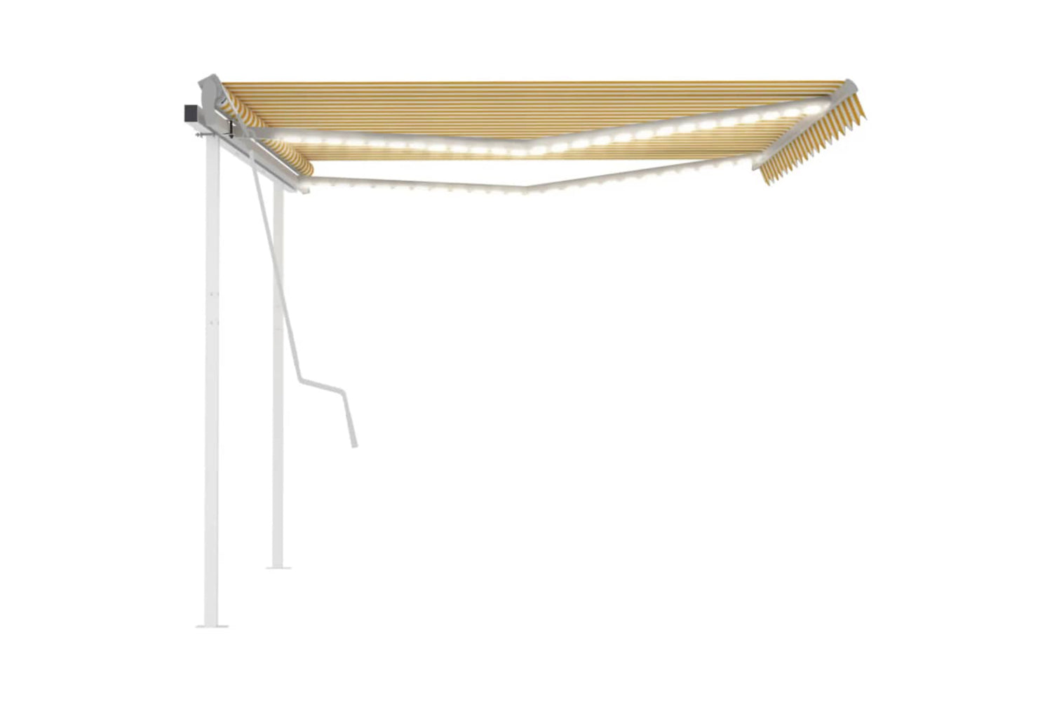 Vidaxl 3070023 Manual Retractable Awning With Led 4x3.5 M Yellow And White-4
