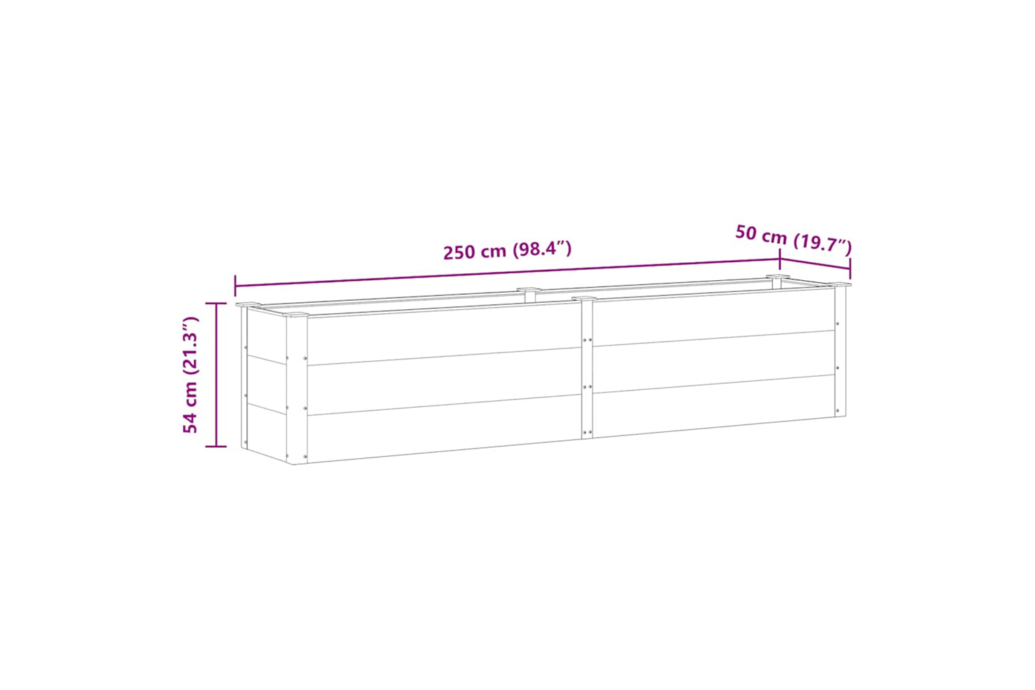 vidaXL 49057 Garden Raised Bed 250x50x54cm Wpc Grey-6