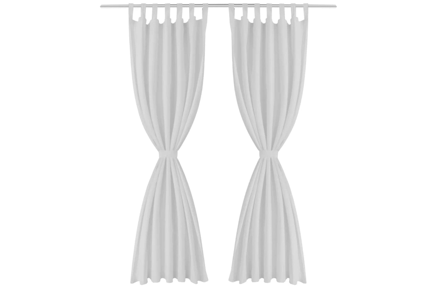 vidaXL 130359 2 Pcs White Micro-satin Curtains With Loops 140 X 175cm-2