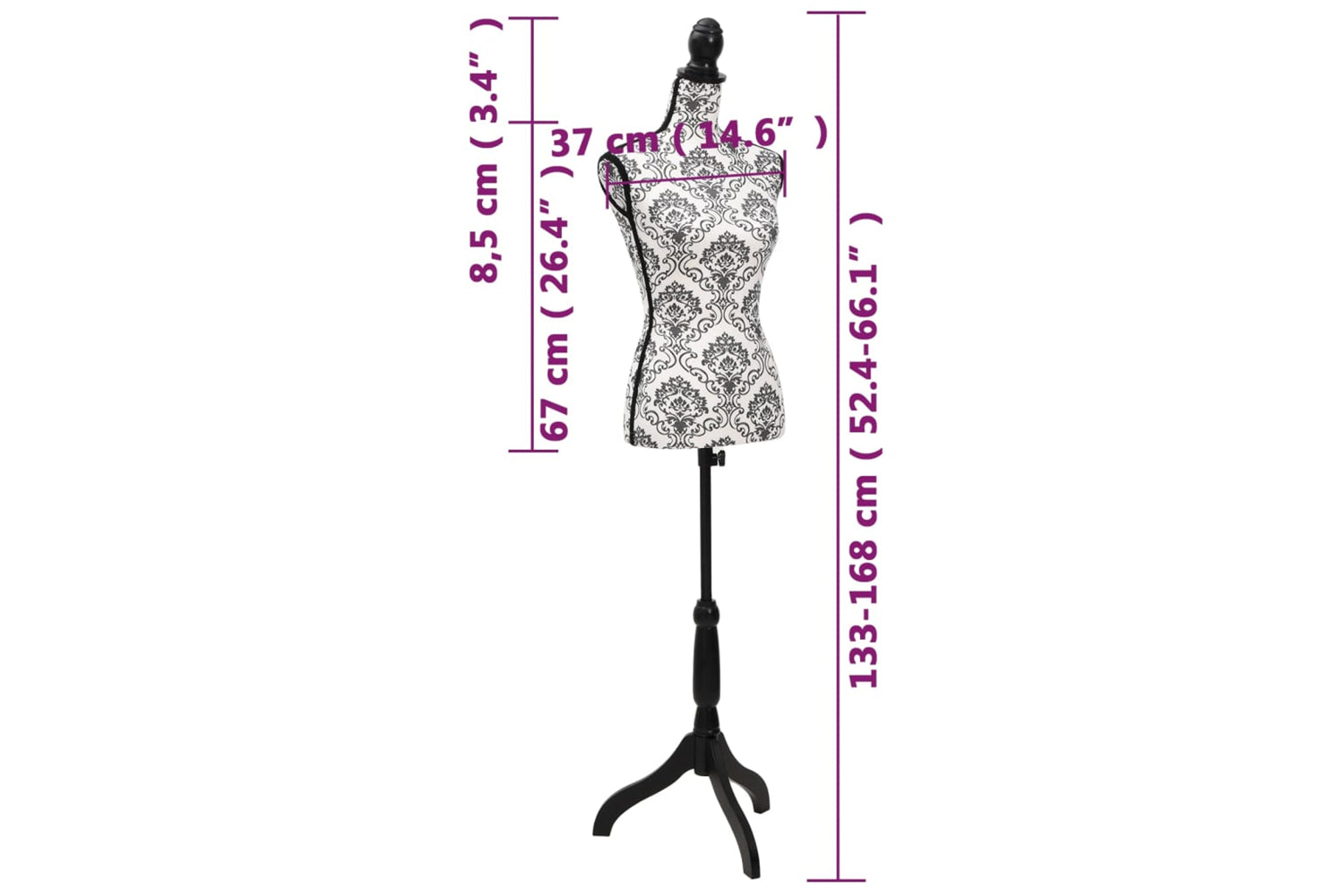Vidaxl 30021 Ladies Bust Black White-7