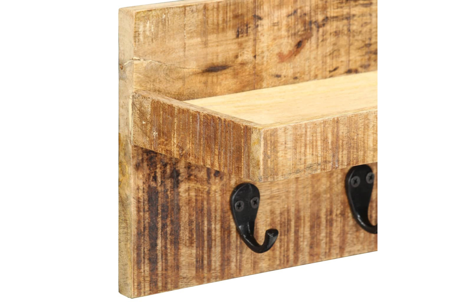 vidaXL 286469 Wall Mounted Coat Rack 60x15x20cm Solid Rough Mango Wood-4