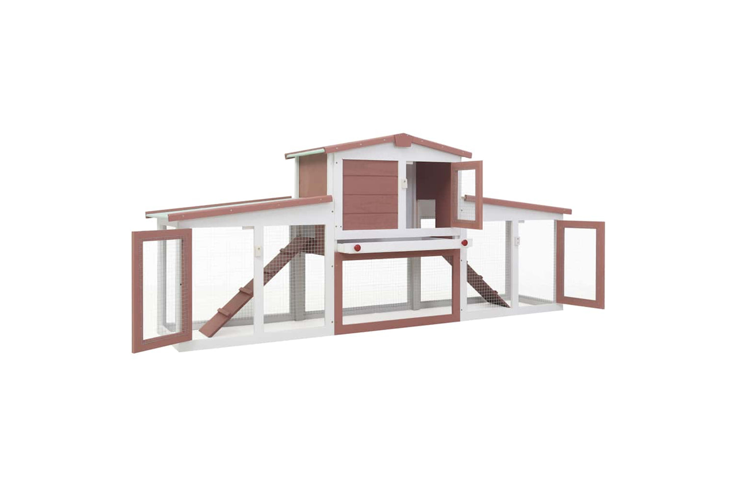 vidaXL 170844 Outdoor Large Rabbit Hutch Brown And White 204x45x85cm Wood-2
