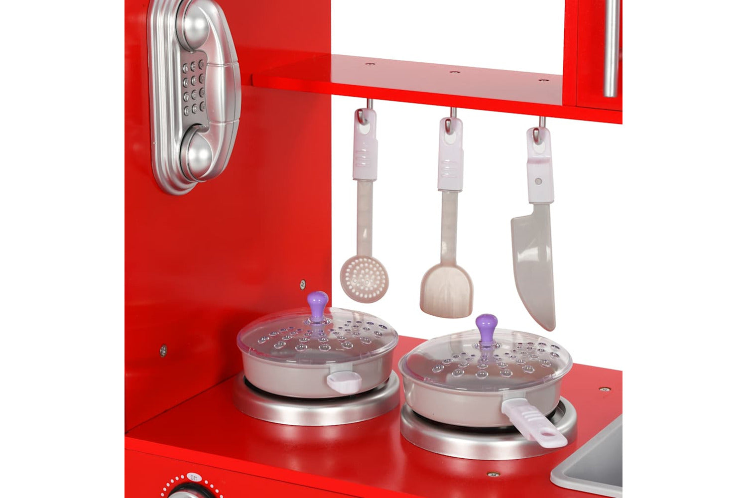 Vidaxl Kids' Play Kitchen Mdf 84x31x89 Cm Red-8