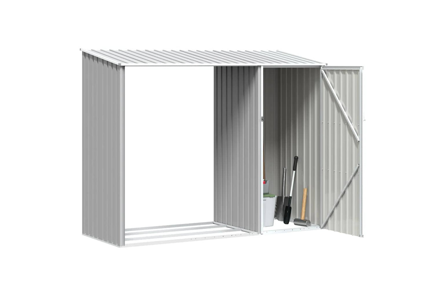vidaXL 46294 Garden Firewood Shed Grey 245x98x159cm Galvanised Steel-4