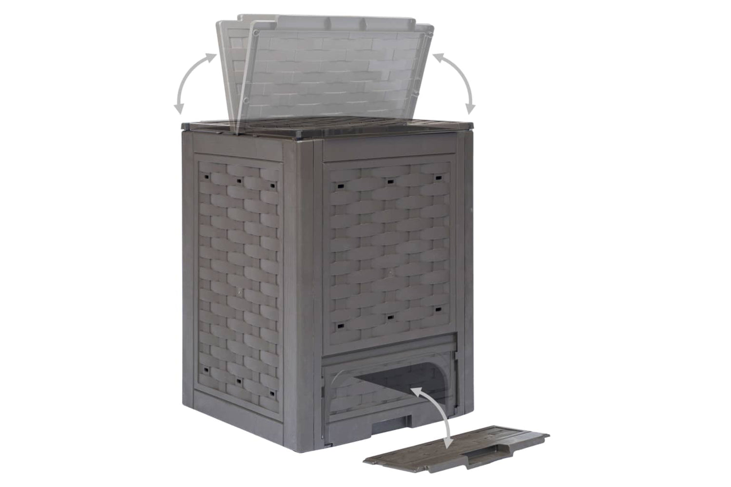 vidaXL 278918 Garden Composters 3 Pcs Brown 60x60x83cm 900 L Plastic Rattan-4