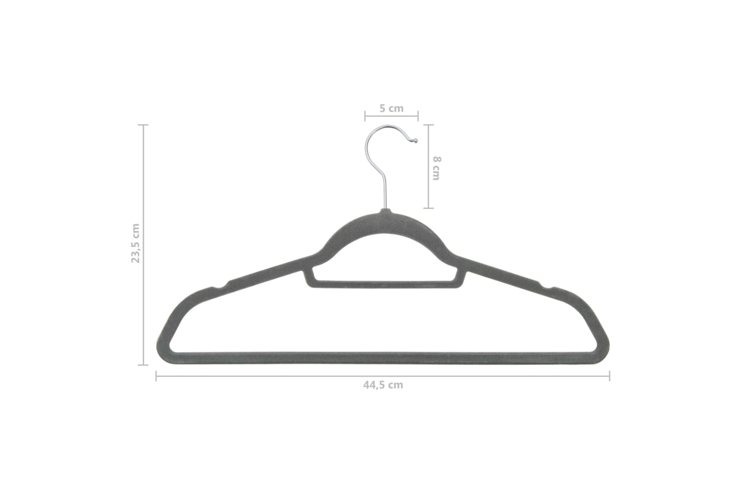 Vidaxl 289918 50 Pcs Clothes Hanger Set Anti-slip Grey Velvet-7
