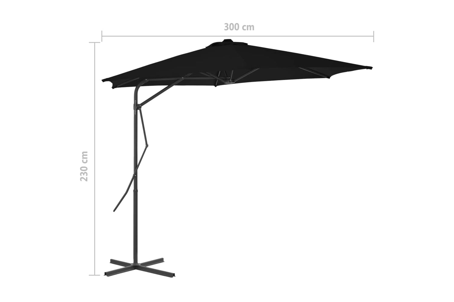 vidaXL 312520 Outdoor Parasol With Steel Pole Black 300x230cm-7