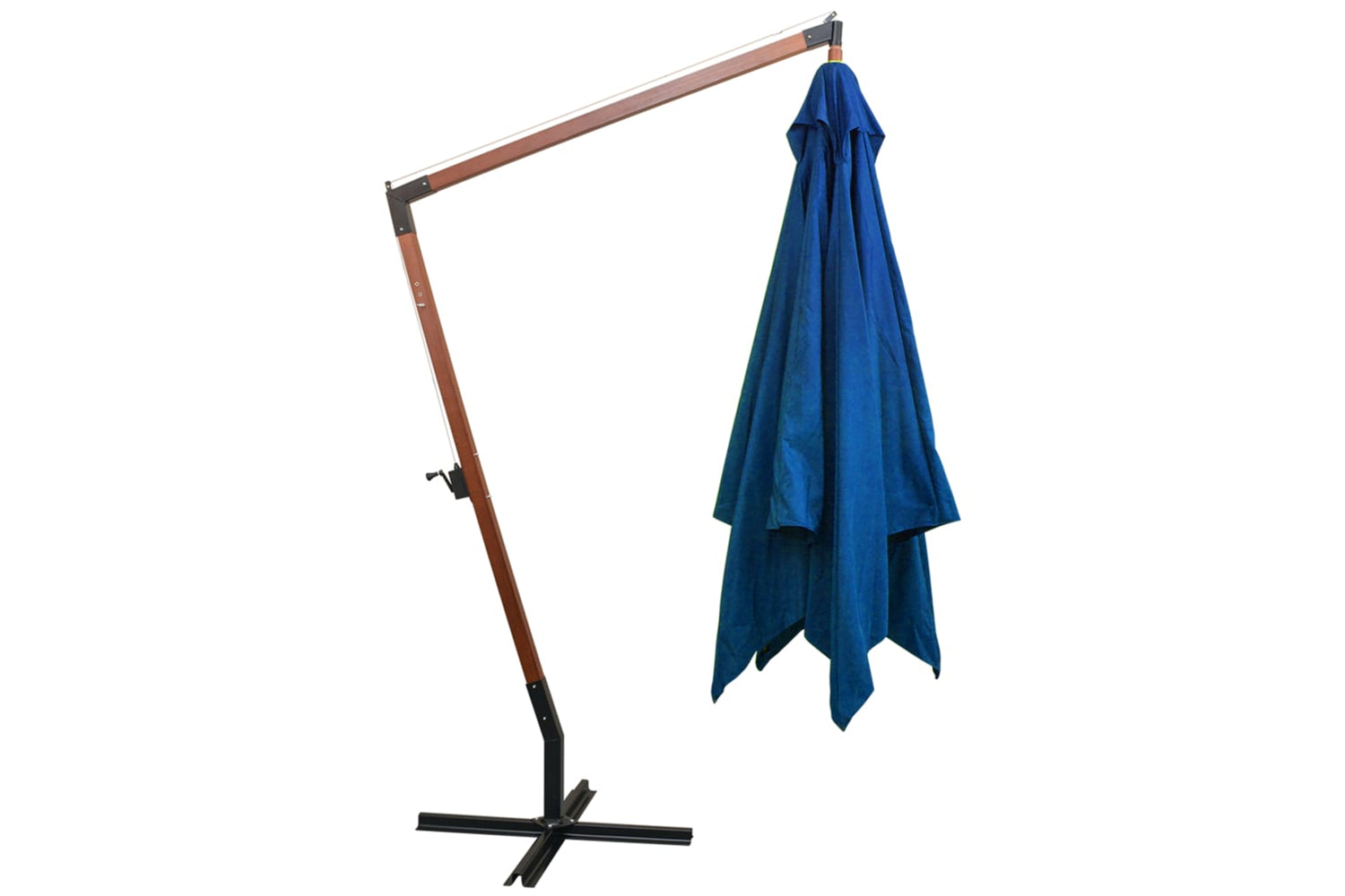 Vidaxl 313779 Hanging Parasol With Pole Azure Blue 3x3 M Solid Fir Wood-3