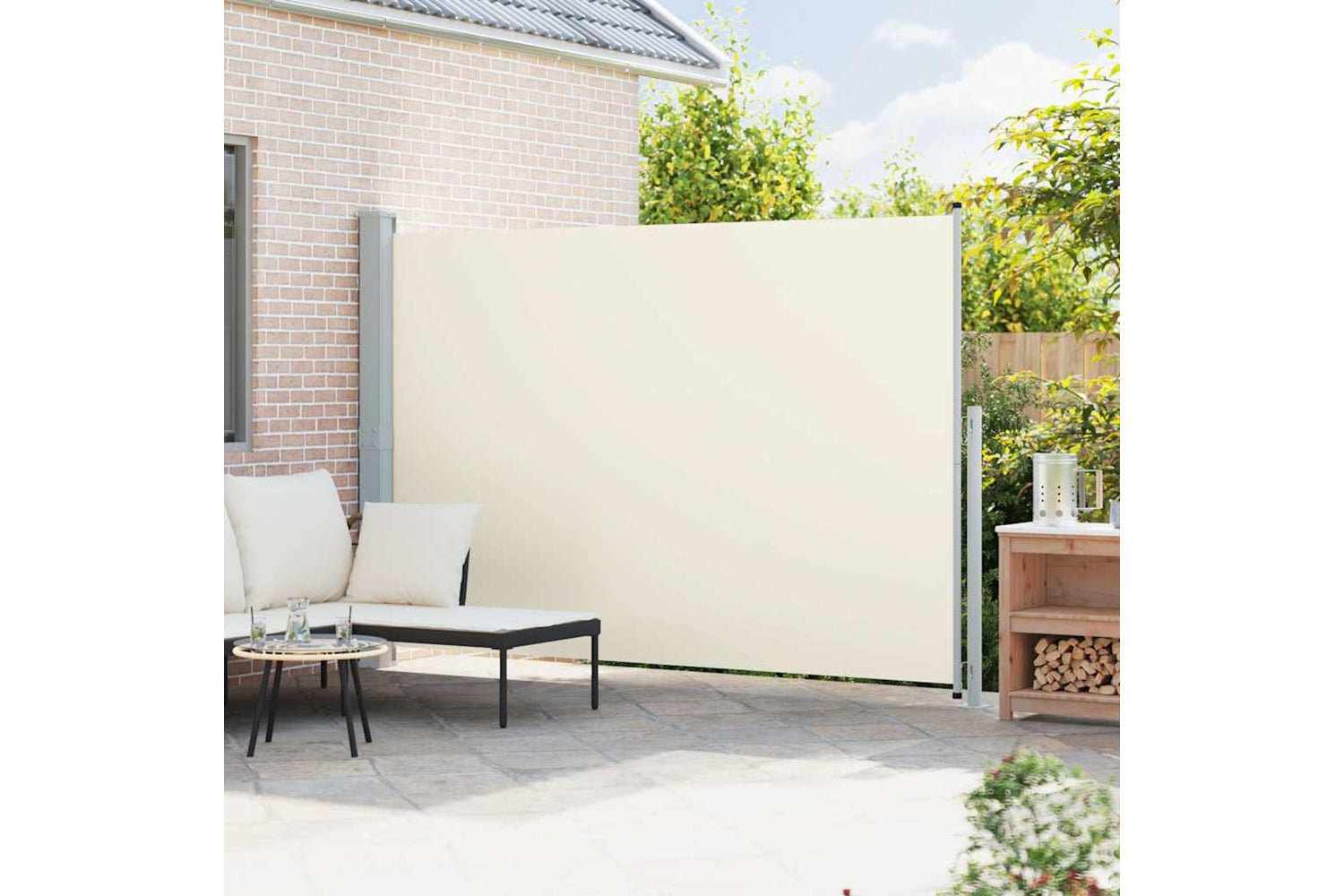 vidaXL 313412 Patio Retractable Side Awning 200x300cm Cream-2