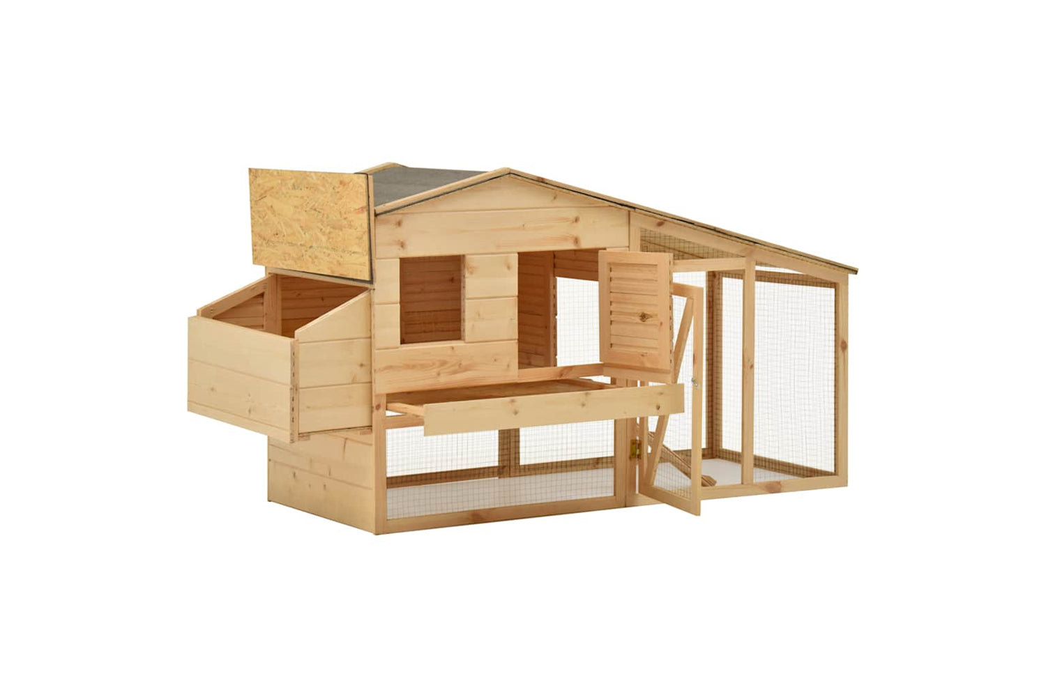 vidaXL 170915 Chicken Cage Solid Pine Wood 178x67x92cm-2