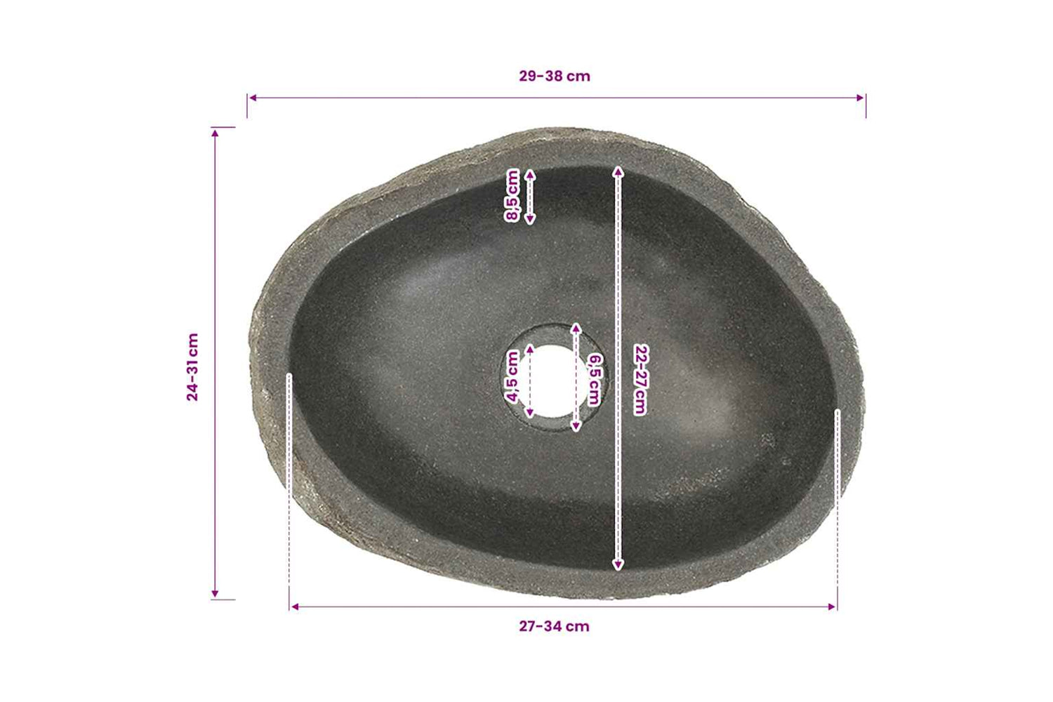 Vidaxl Basin River Stone Oval (29-38)x(24-31) Cm-6