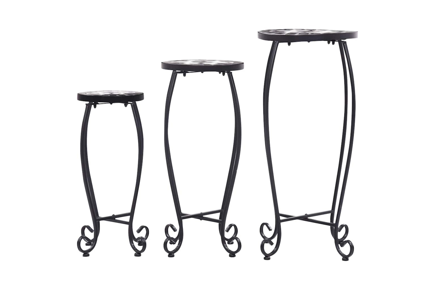 Vidaxl 46703 Mosaic Tables 3 Pcs Black And White Ceramic-3