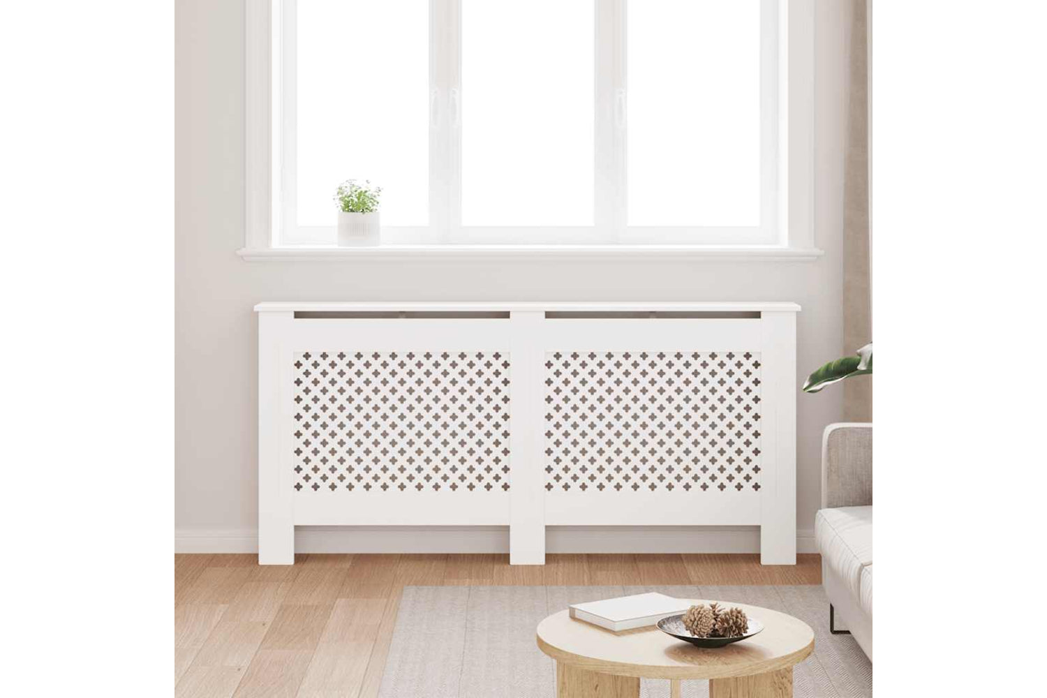 vidaXL Radiator Cover White 172x19x81.5cm Mdf-2