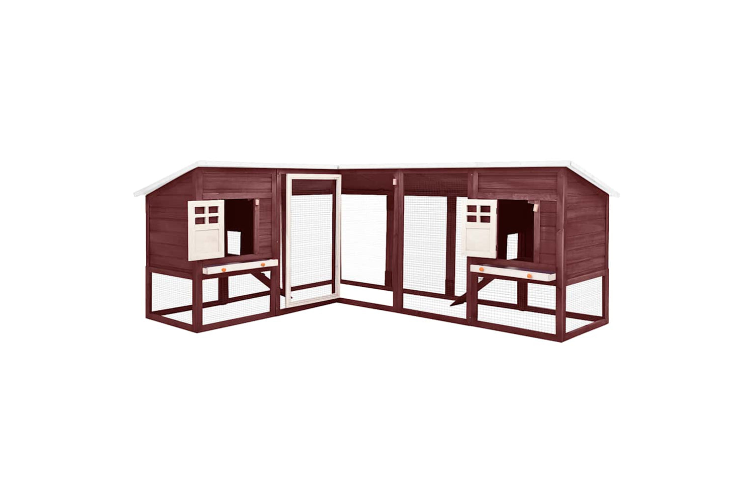 Vidaxl 170874 Outdoor Rabbit Hutch With Run Mocca And White Solid Fir Wood-3