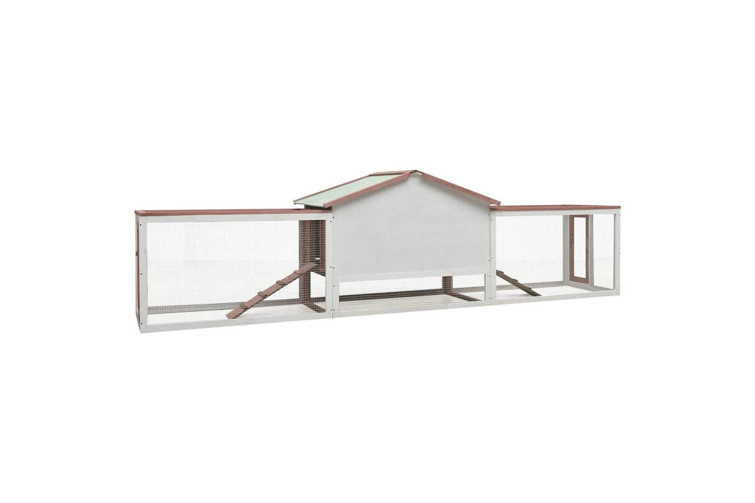 vidaXL 170859 Rabbit Hutch Mocha 310x70x87cm Solid Pine & Fir Wood-4