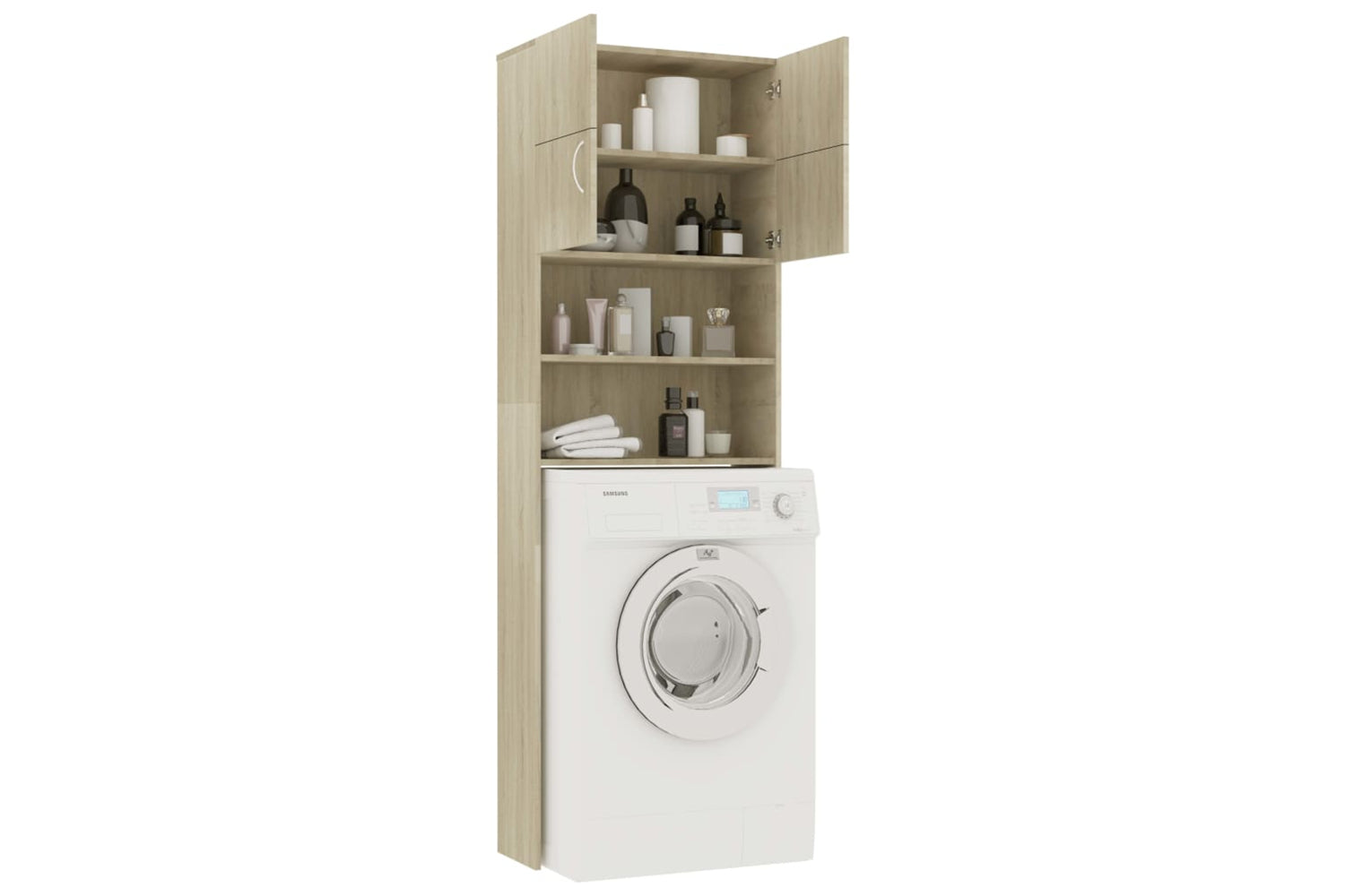 vidaXL 800030 Washing Machine Cabinet Sonoma Oak 64x25.5x190cm Engineered Wood-3