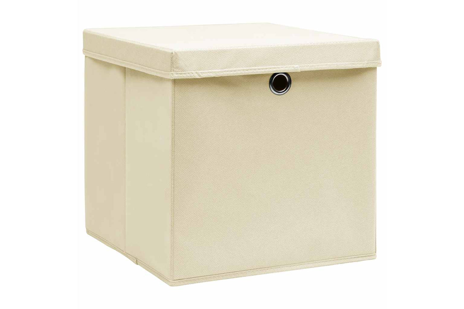 Vidaxl 288360 Storage Boxes With Lid 10 Pcs Cream 32x32x32 Cm Fabric-2