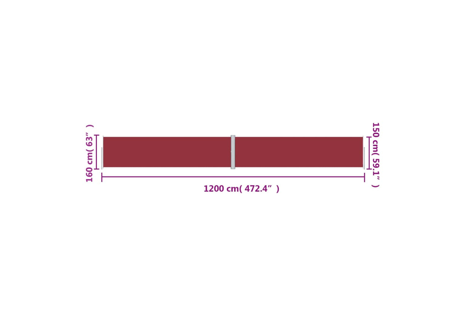 vidaXL Retractable Side Awning Red 160x1200cm-7