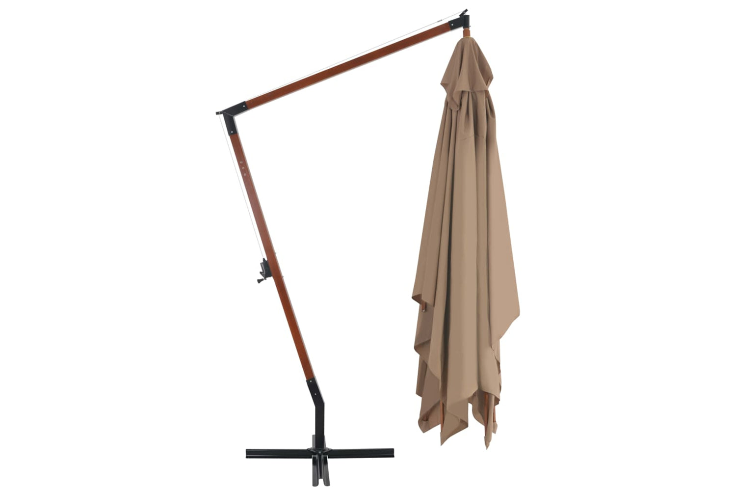 vidaXL 44492 Cantilever Umbrella With Wooden Pole 400x300cm Taupe-3