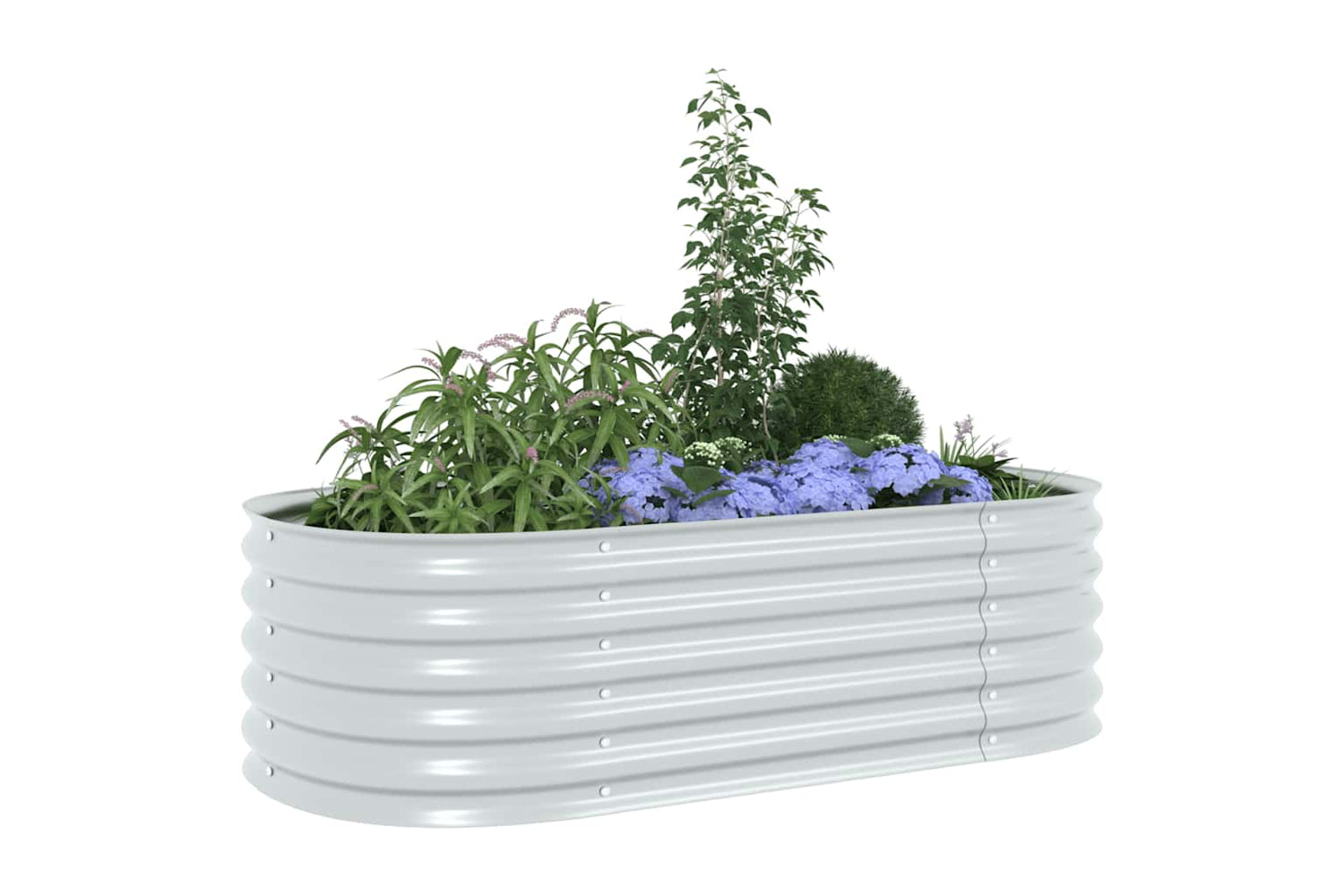 vidaXL Garden Raised Bed 160x80x44cm Galvanised Steel Silver-3