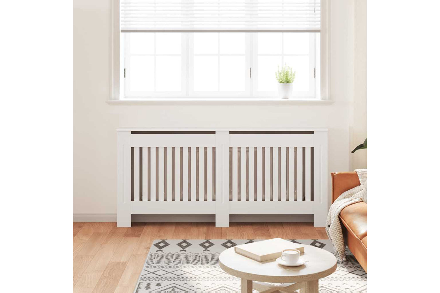 vidaXL Radiator Cover White Mdf 172cm-2
