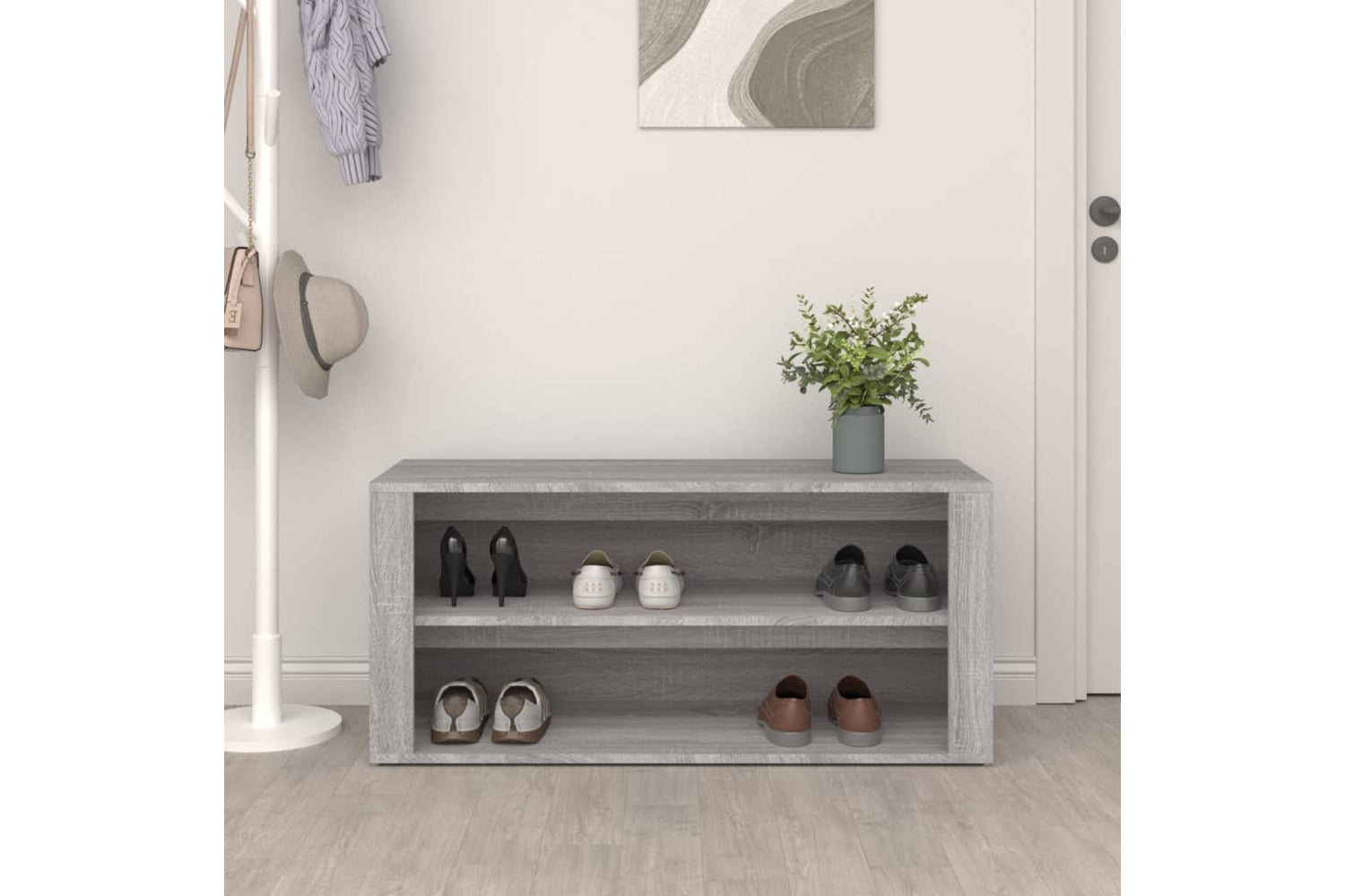 vidaXL 816910 Shoe Rack Grey Sonoma 100x35x45cm Engineered Wood-2