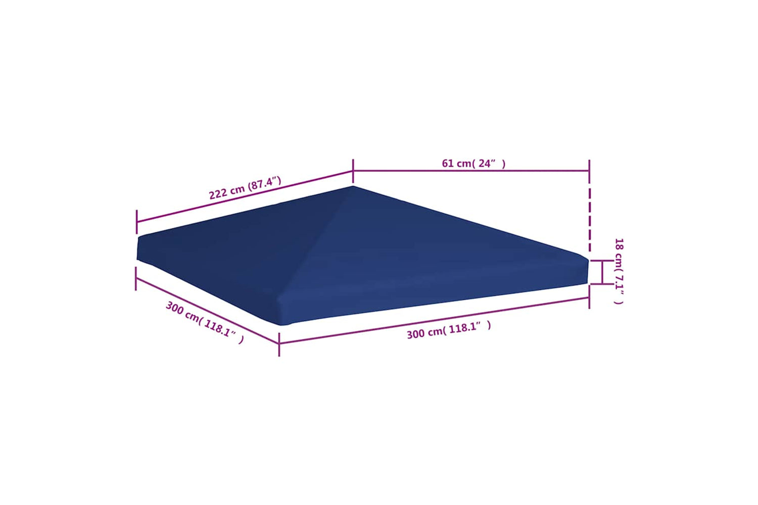 Vidaxl Gazebo Top Cover 310 G/m2 3x3 M Blue-6