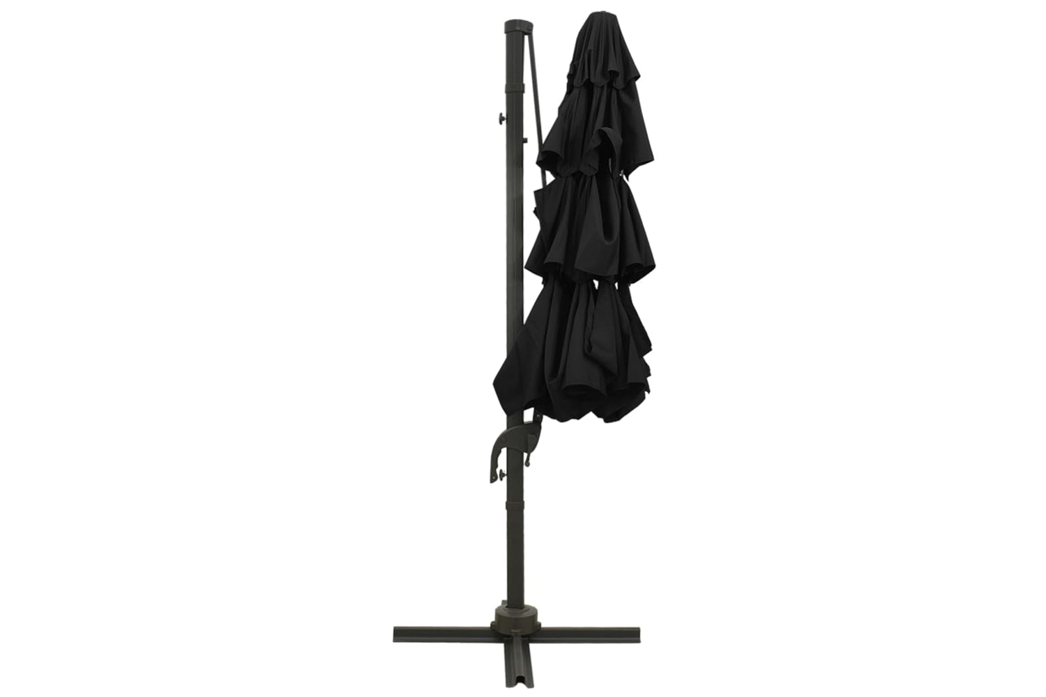 Vidaxl 313834 4-tier Parasol With Aluminium Pole Black 3x3 M-4