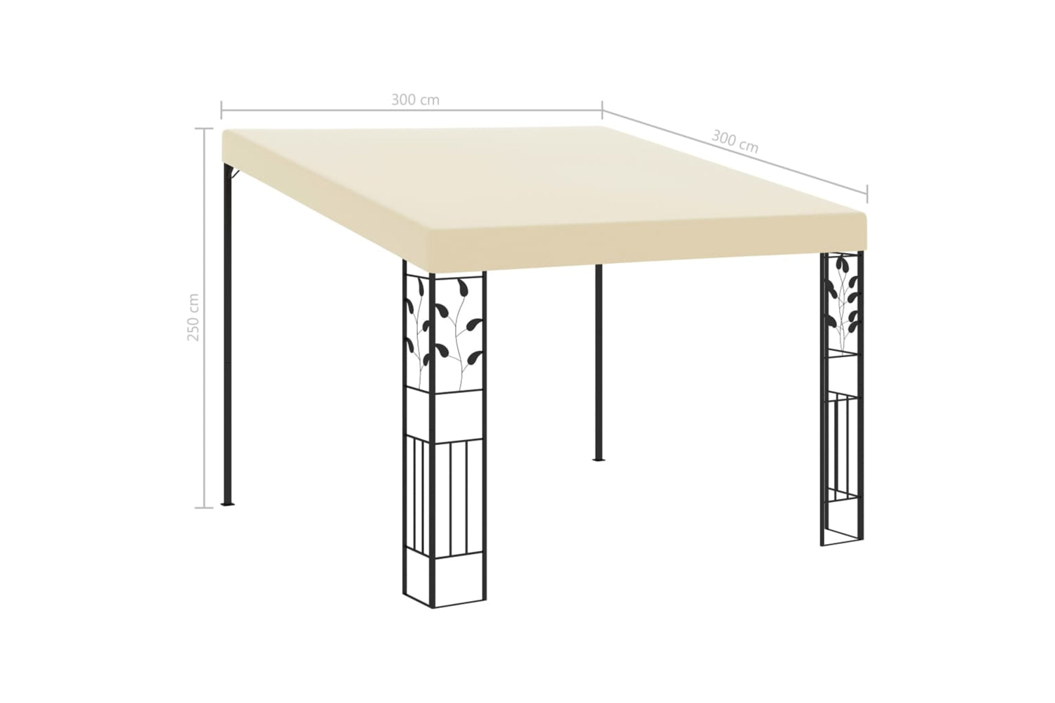Vidaxl 47997 Wall-mounted Gazebo 3x3x2.5 M Cream-6
