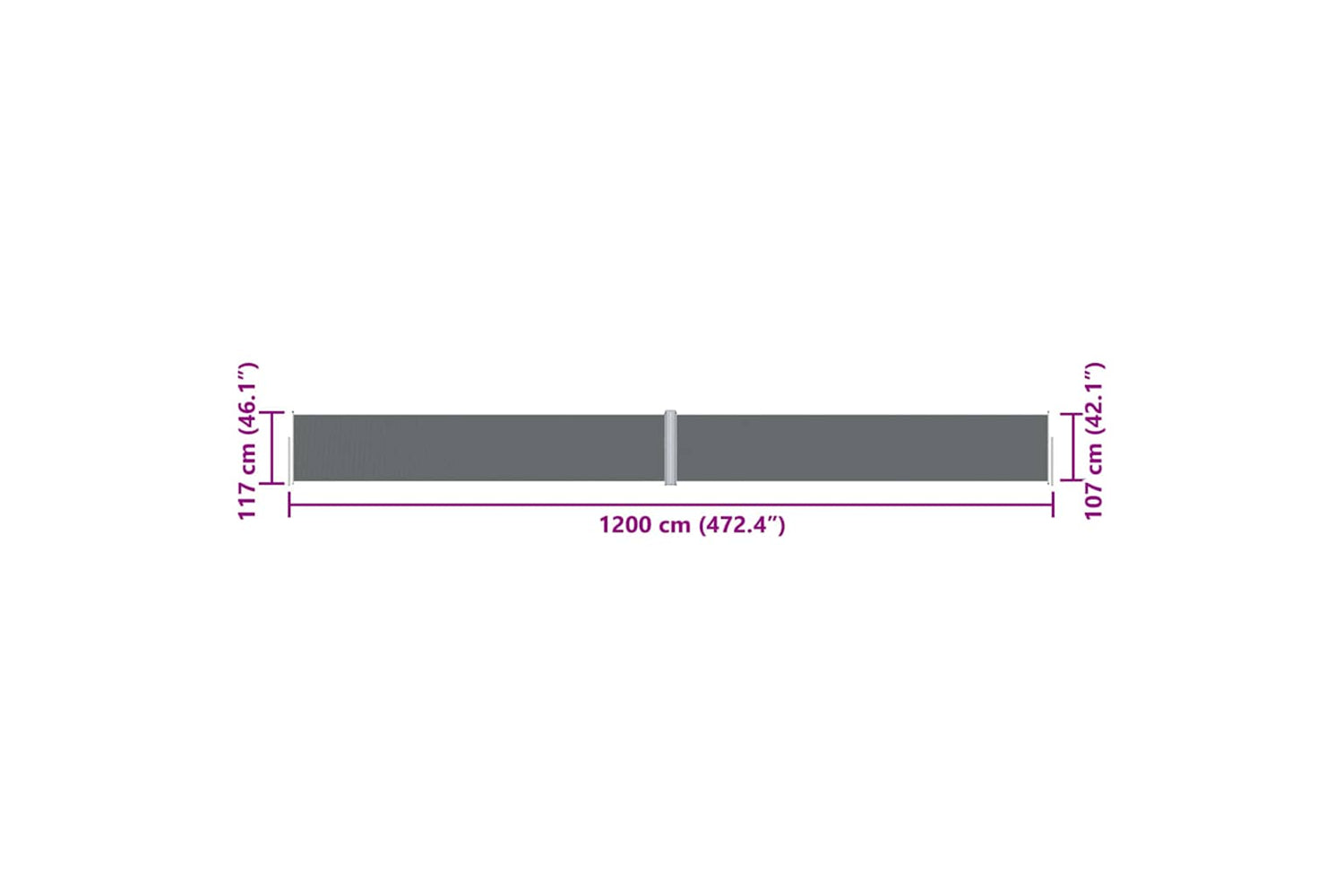 vidaXL 318056 Retractable Side Awning Anthracite 117x1200cm-7