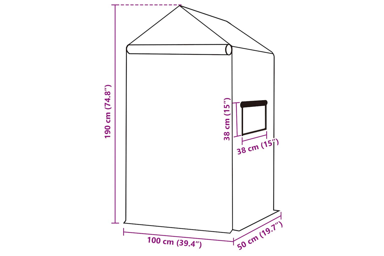 vidaXL 316452 Greenhouse Replacement Cover (0.5 mÂ²) 50x100x190cm Green-5