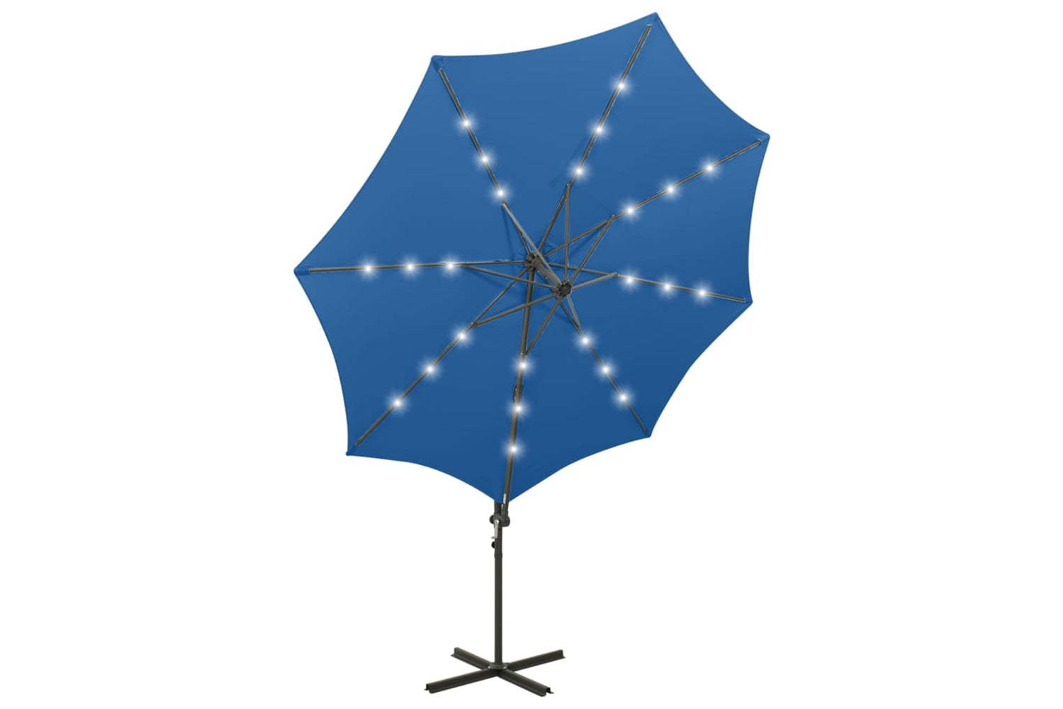 Vidaxl 312341 Cantilever Umbrella With Pole And Led Lights Azure Blue 300 Cm-5