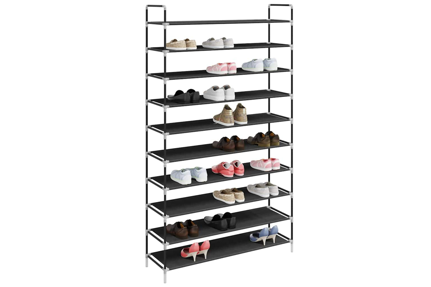 Vidaxl 245630 Shoe Rack With 10 Shelves Metal And Non-woven Fabric Black-2