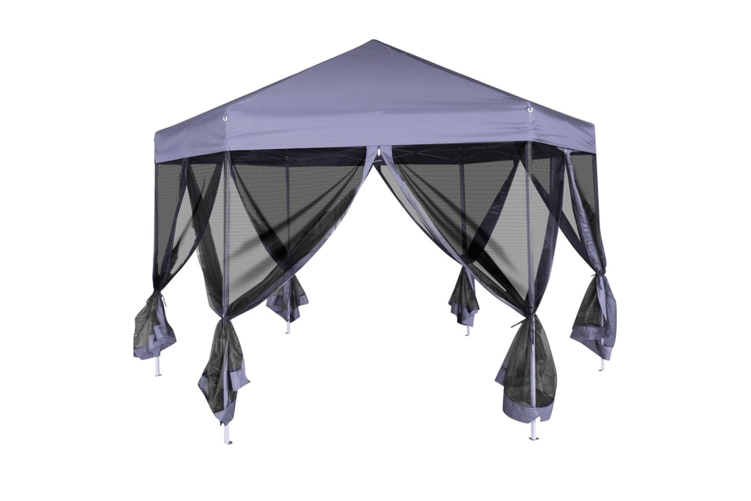 Vidaxl 42110 Hexagonal Pop-up Marquee With 6 Sidewalls Dark Blue 3.6x3.1 M-3