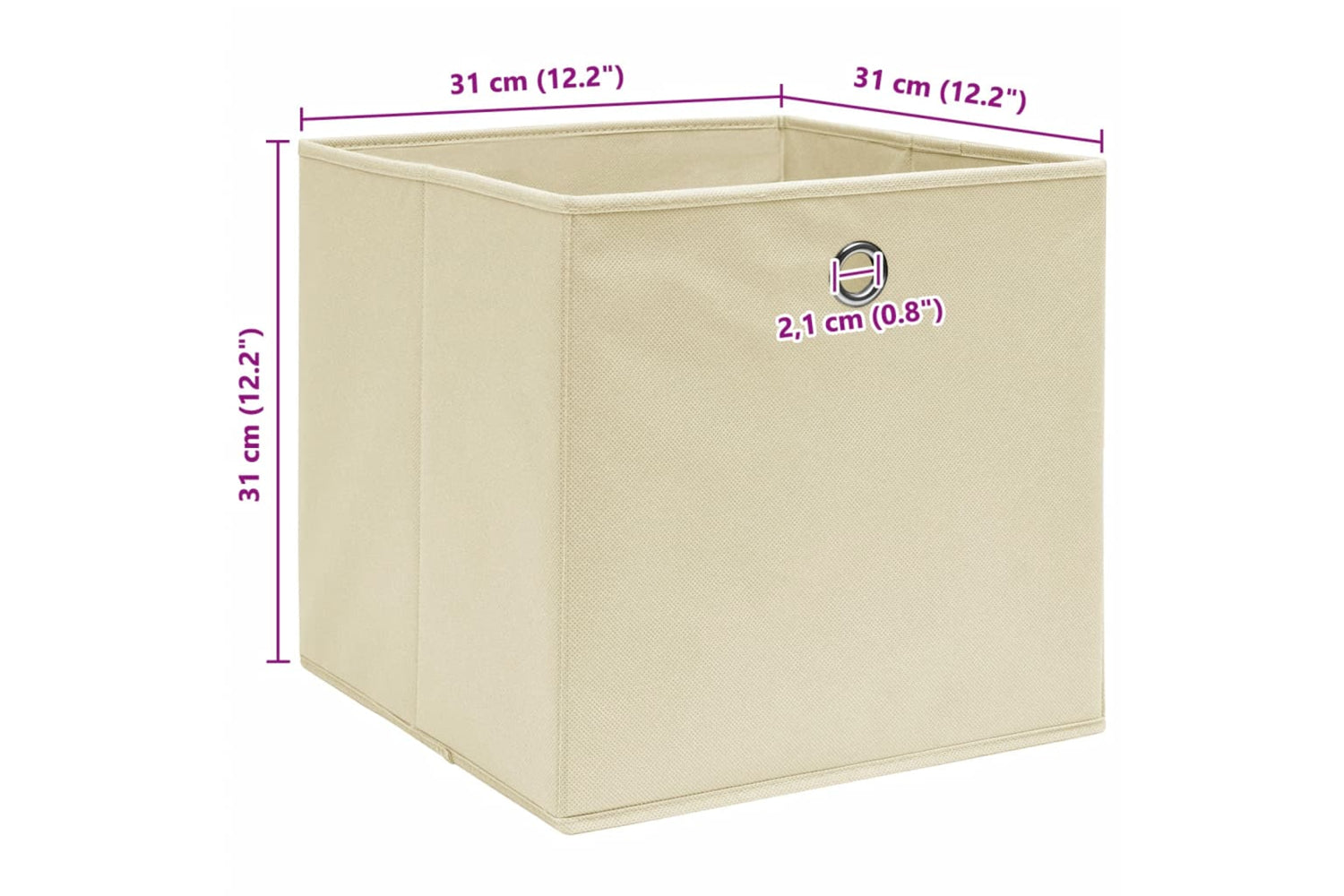 Vidaxl 288357 Storage Boxes 4 Pcs Cream 32x32x32 Cm Fabric-5