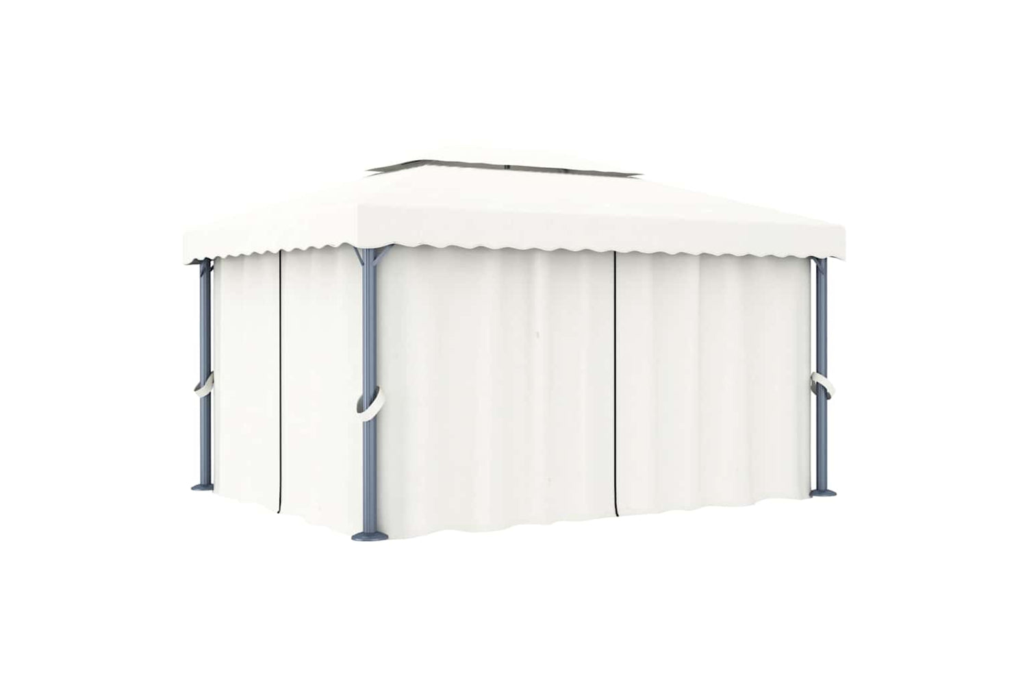 Vidaxl Gazebo With Curtain&led String Lights 4x3 M Cream White-2