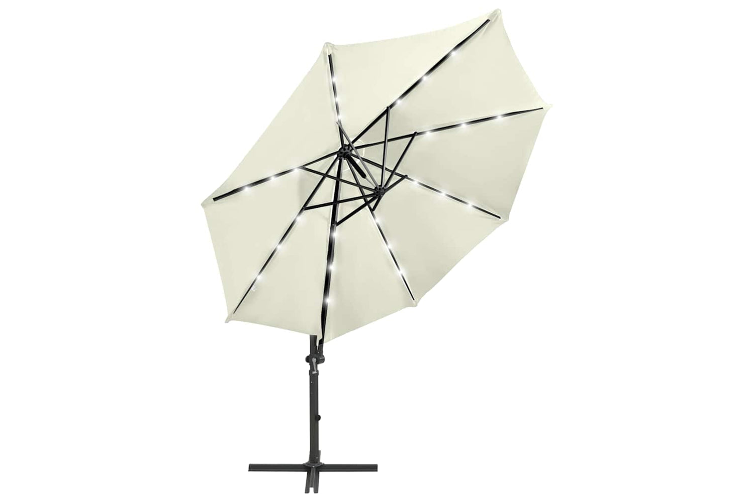 Vidaxl 312328 Cantilever Umbrella With Pole And Led Lights Sand 300 Cm-2