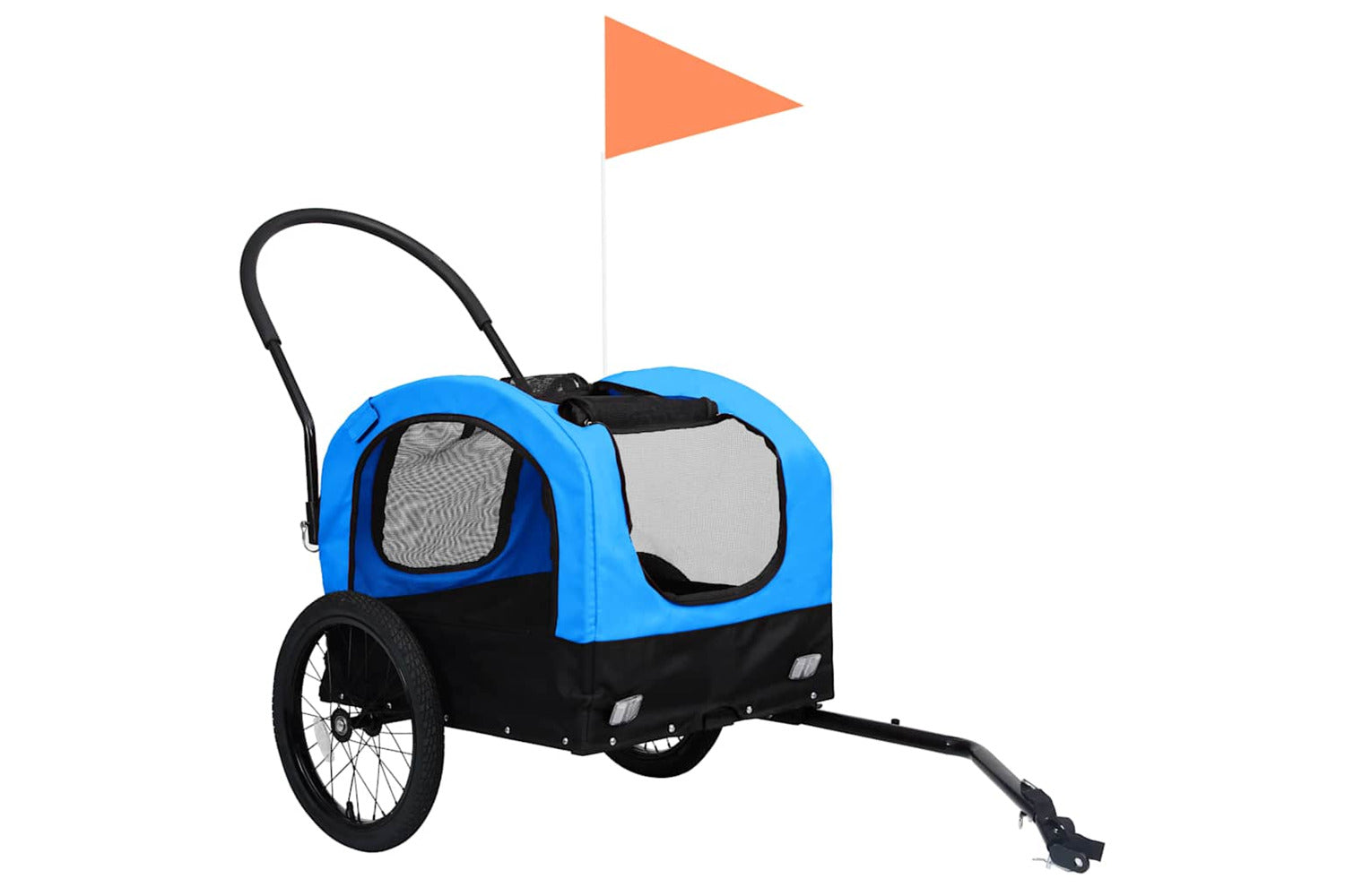 Vidaxl 2-in-1 Pet Bike Trailer & Jogging Stroller Blue And Black-3