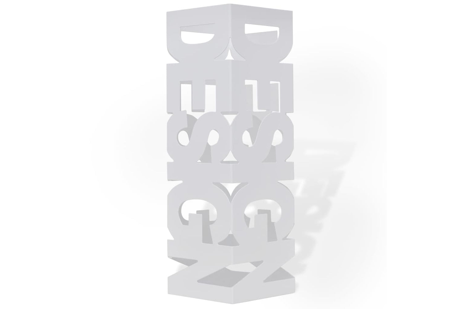 vidaXL 242467 White Square Umbrella Stand Storage Holder Walking Stick Steel 48.5cm-2