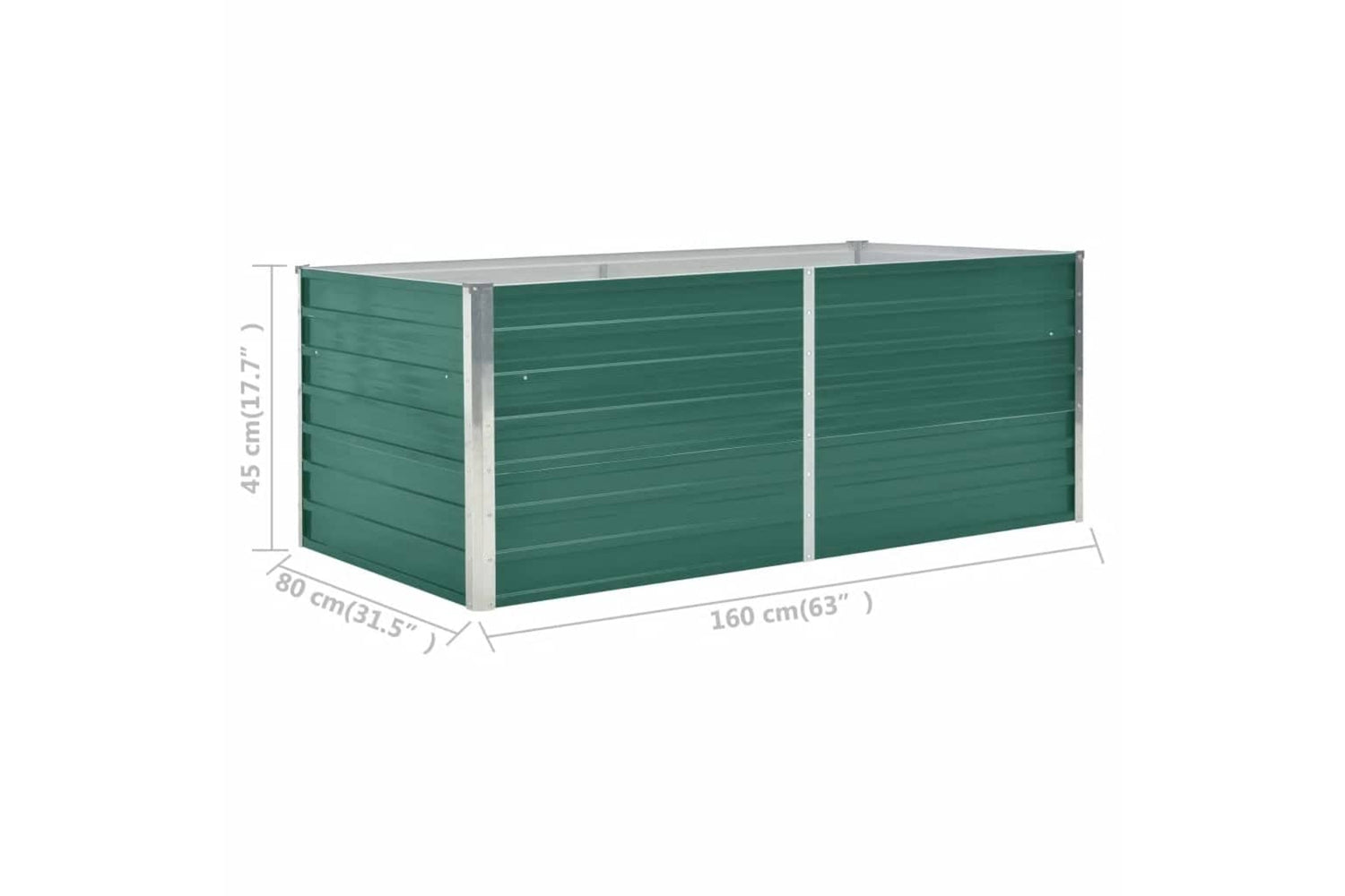 vidaXL 47014 Raised Garden Bed 160x80x45cm Galvanised Steel Green-6