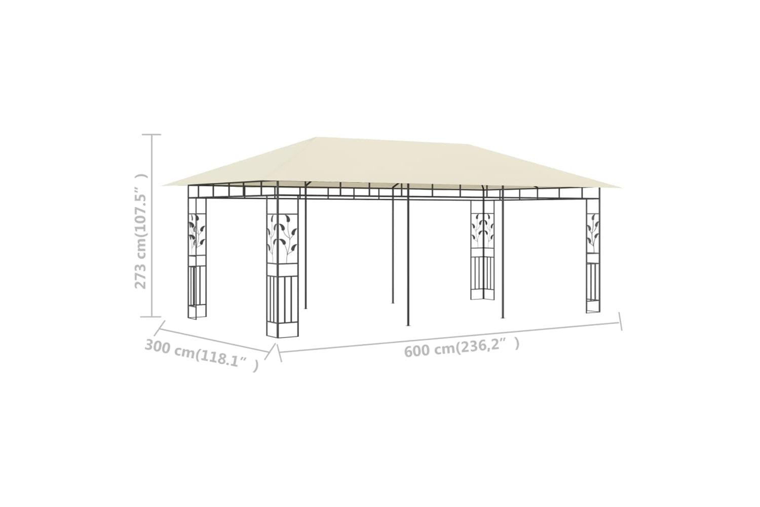 Vidaxl 47971 Gazebo With Mosquito Net 6x3x2.73 M Cream-6